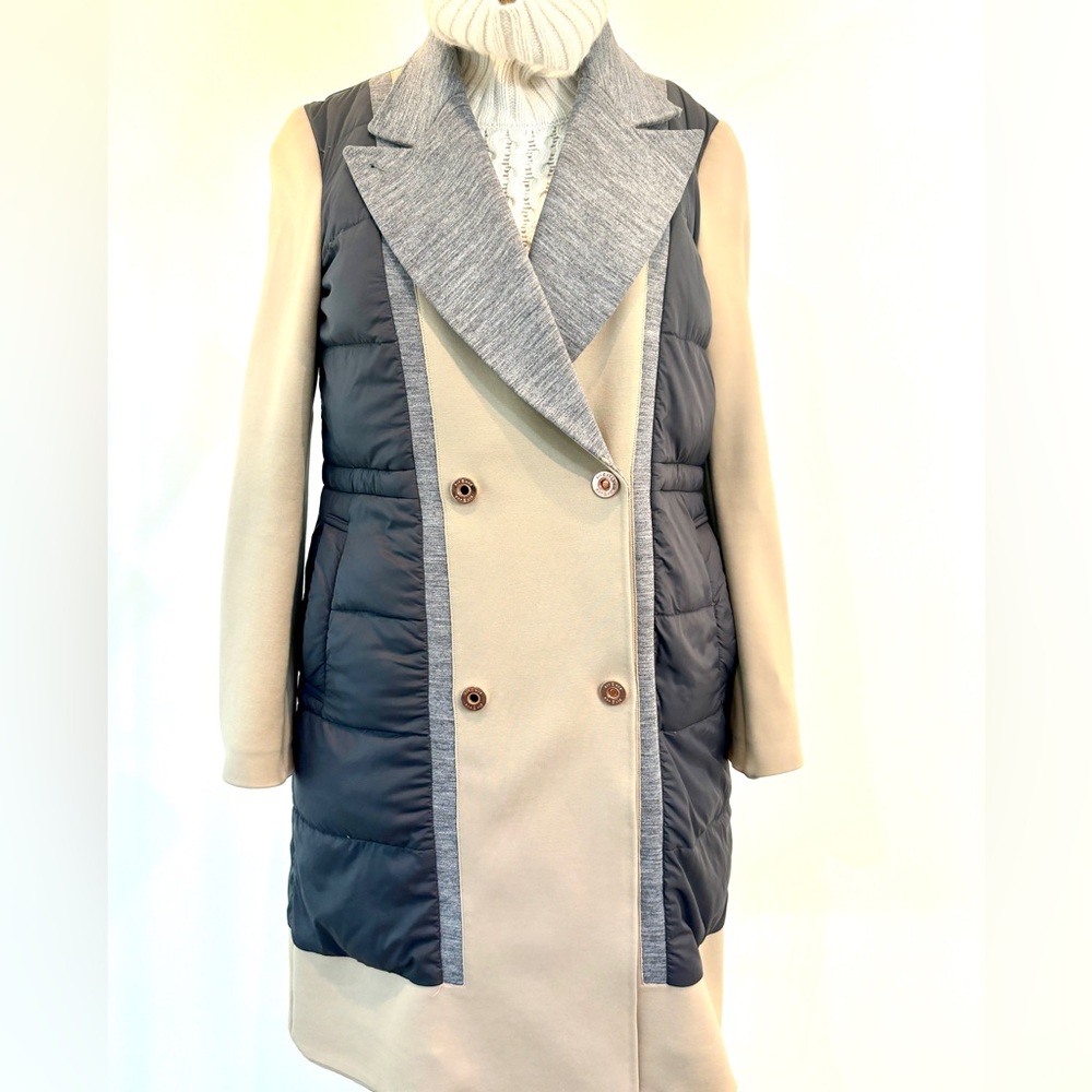 Kit And Ace Down Trench with Cashmere Knit Detail Copper Snaps